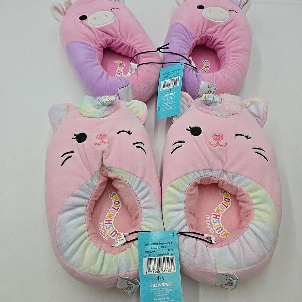 New Squishmallows Slippers Toddler &‎ Girl 4-5 (two pack)